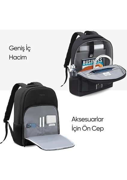 Luna Eco MCE-1201 Çevre Dostu Reflektörlü Laptop Çantası, Seyahat Sırt Çantası, Macbook Sırt Çantası, Erkek Kadın 15.6 Inç Bilgisayar Çantası, Siyah indirimleri