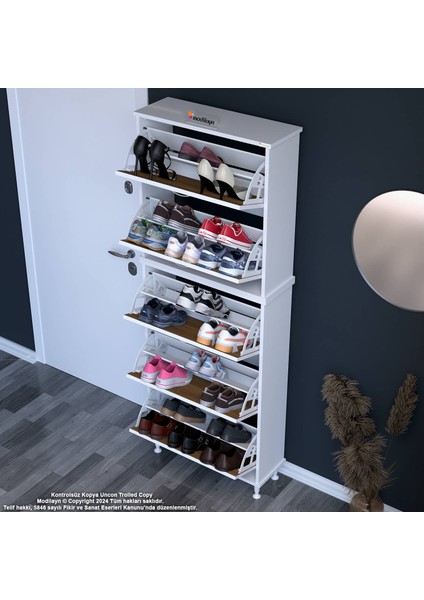 Varbi Umay' 2 Li Antre Hol 72X205X26 Cm’ Lik 5 Düşer Kapak 10 Göz Raflı Ayakkabılık fiyatları