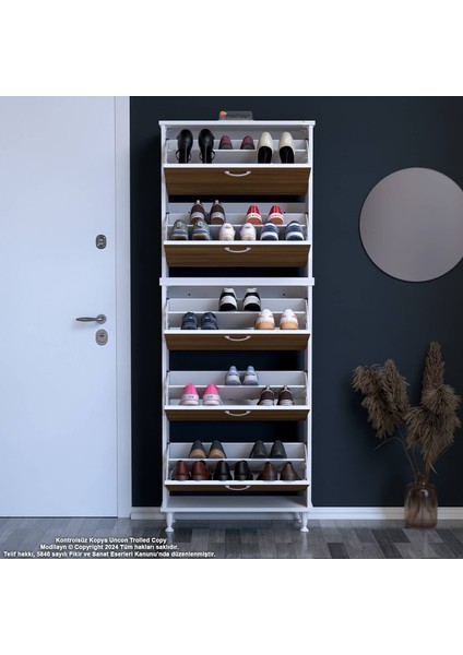 Varbi Umay' 2 Li Antre Hol 72X205X26 Cm’ Lik 5 Düşer Kapak 10 Göz Raflı Ayakkabılık modelleri