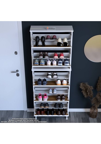 Varbi Umay' 2 Li Antre Hol 72X205X26 Cm’ Lik 5 Düşer Kapak 10 Göz Raflı Ayakkabılık fırsatları