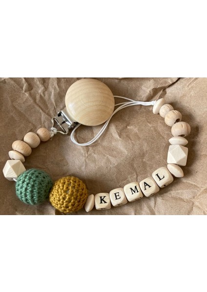 Isimli Emzik Zinciri Doğal Ahşap Emzik Askısı Doğal Emzik Klipsi