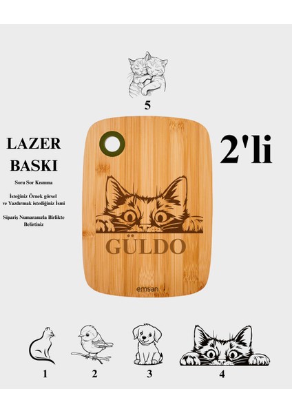 Bambu Chop 2'li Kesme Tahtası Özel Isimli Tasarımlı Özel Isimli Tasarımlı fiyatları