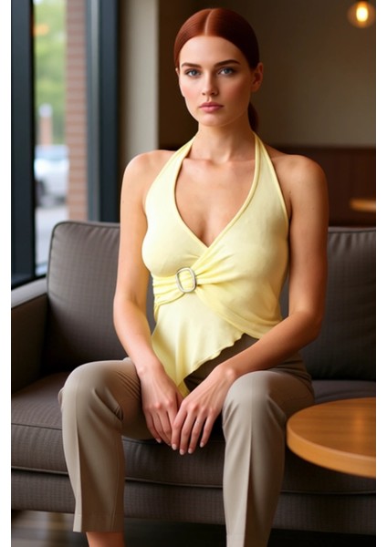 Asimetrik Kesim Kolsuz Bluz Viskoz Kumaş Rahat Kalıp Yazlık Uzun Ömürlü Özel Tasarım fırsatları