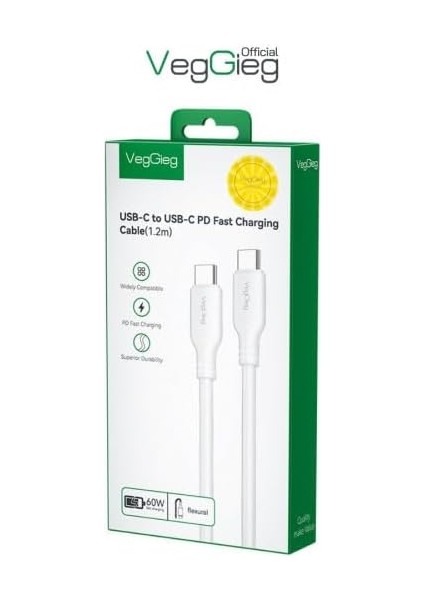 60W Type-C To Type-C Hızlı Şarj ve Kablosu 1.2 Metre fiyatları