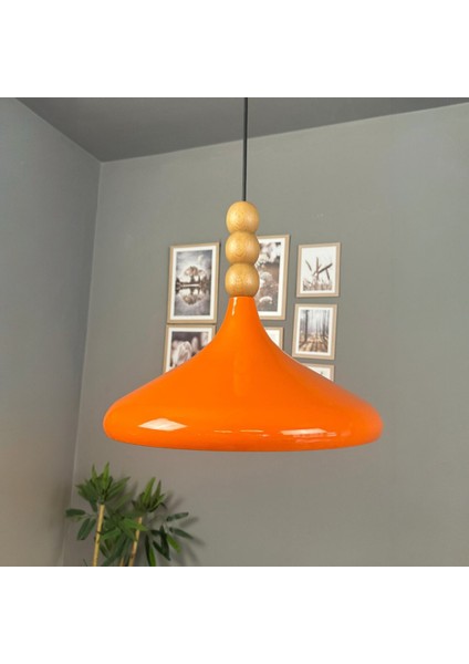 Champion Parlak Turuncu Ahşap Boncuklu Tekli Avize Sarkıt Salon Mutfak Butik Aydınlatma Avizeler fiyatları