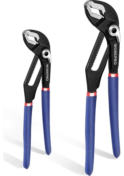 Su Pompası Pensesi Seti, Boru Anahtarı, Ayarlanabilir Mafsallı, Su Pompası Pensesi Seti 200 mm ve 250 Mm, Hızlı Gerici, Kavisli Çene, 2 Parçalı