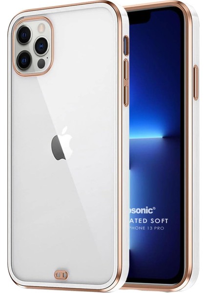 13 Pro Için Kılıf Laser Plated Soft Beyaz [ 13 Pro ile Uyumlu Kılıf - Beyaz]