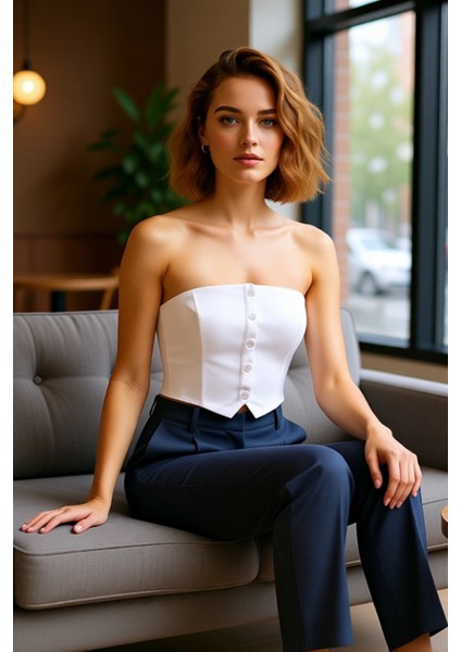 Crop Bluz Ince Askılı Straplez Dokuma Kumaş Bodycon Konforlu Kesim Günlük Kullanım Için fırsatları