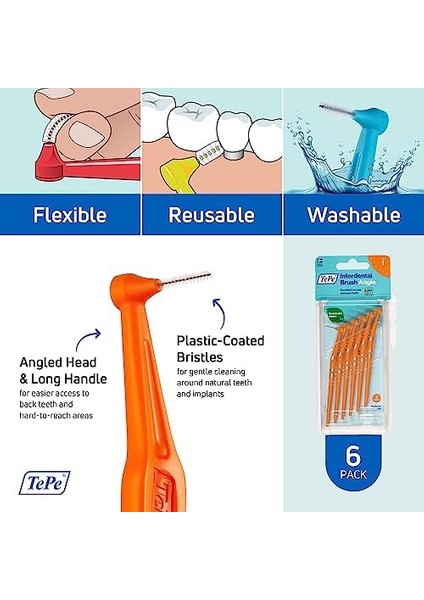 Tepe Angel 0.45 mm - Turuncu Diş Arayüz Fırçası (1x 6 Adet)