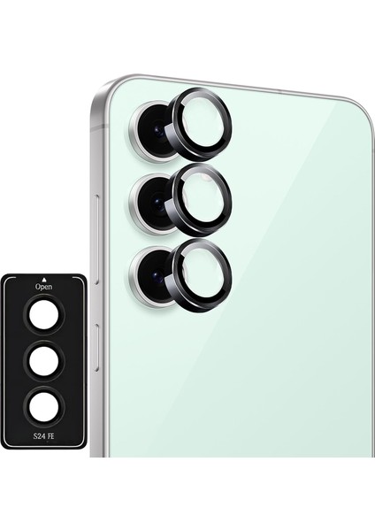 Galaxy S24 Fe Için Kolay Kurulum Aparatlı Kamera Lens Koruyucu 9h Temperli Cam Hd Görüntü Darbelere Karşı S24 Fe Koruyucu Alüminyum Alaşım Çerçeve S24 Fe Kamera Koruması (Siyah)