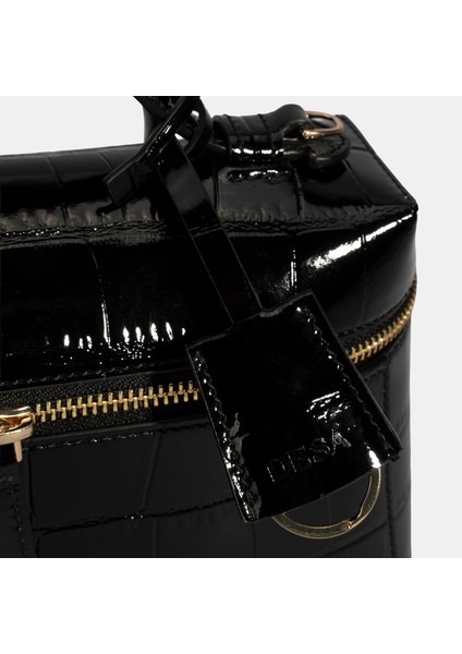 Kadın Siyah Kroko Baskılı Rugan Deri El Çantası indirimleri