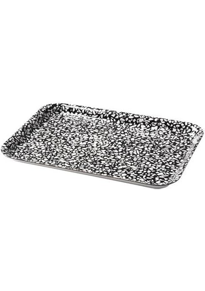 Sunumluk Mini Tepsi 20X28 cm Siyah-Beyaz Melamin Laminat
