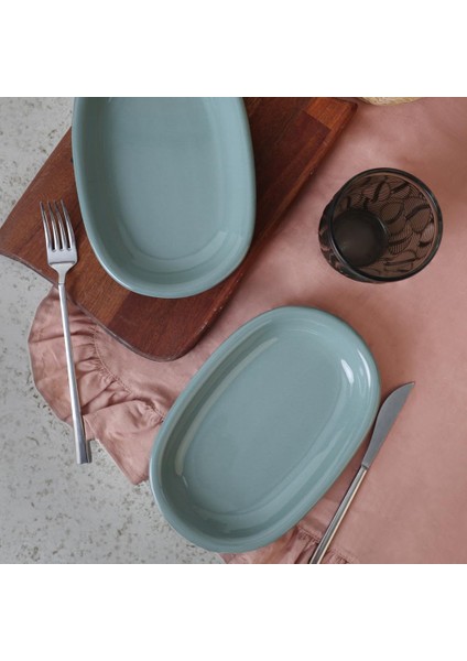 Yeşil Hitit Kayık Tabak 22 cm 2 Adet 326