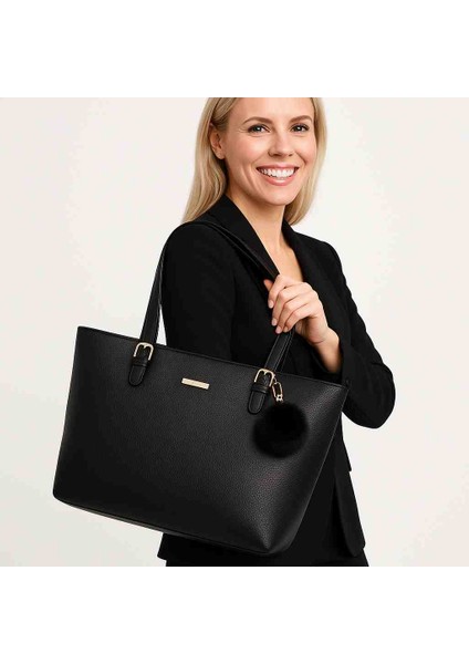 Siyah Suni Deri Kadın Omuz Çantası