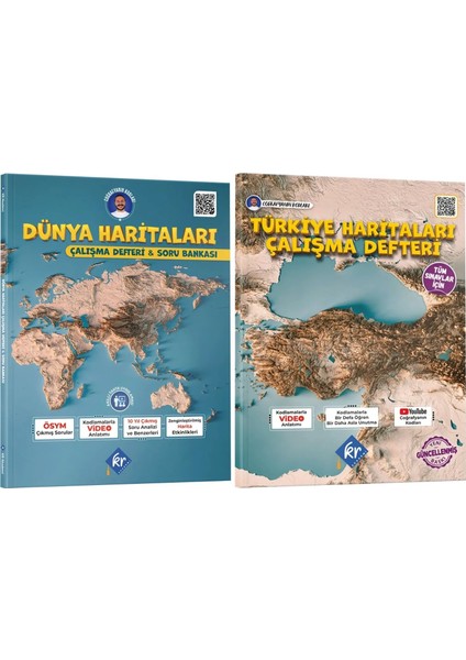 Coğrafyanın Kodları Türkiye ve Dünya Haritaları Çalışma Defteri ve Soru Bankası Seti (Tüm Sınavlar Için)