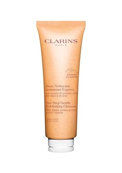 Clarins Tek Adımda Nazik Peeling Temizleyici | 3&apos;ü 1 Arada Temizleyici, Makyaj Temizleyici ve Eksfoliye Edici | Parlaklığı Artırır | Bitki Bazlı Peeling Boncukları | Tüm Cilt Tipleri | 4.5oz