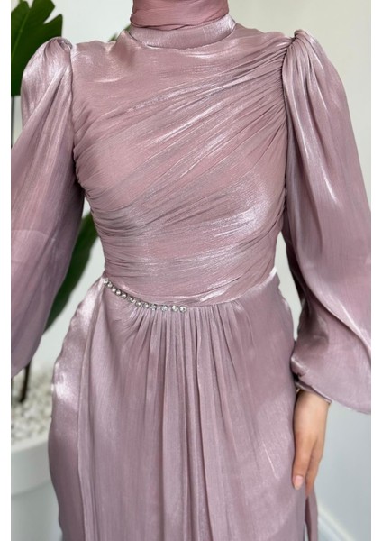 Cleane Beli Taşlı Ja Jan Abiye Pudra modelleri