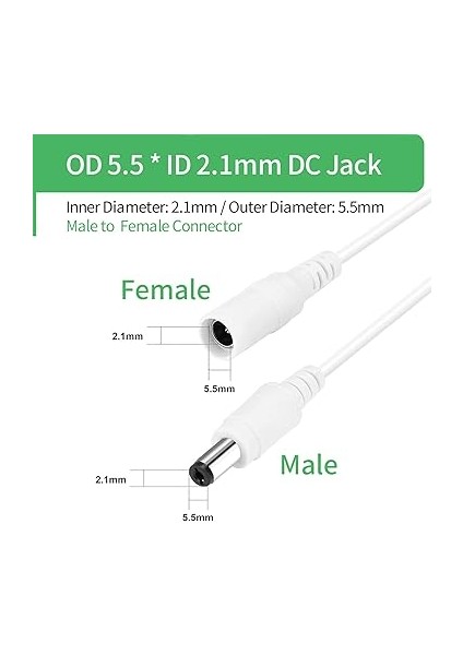 Cctv Güvenlik Kamerası Dvr Bağımsız, Dc Uzatma Kablosu 5.5mm x 2.1mm, Beyaz modelleri