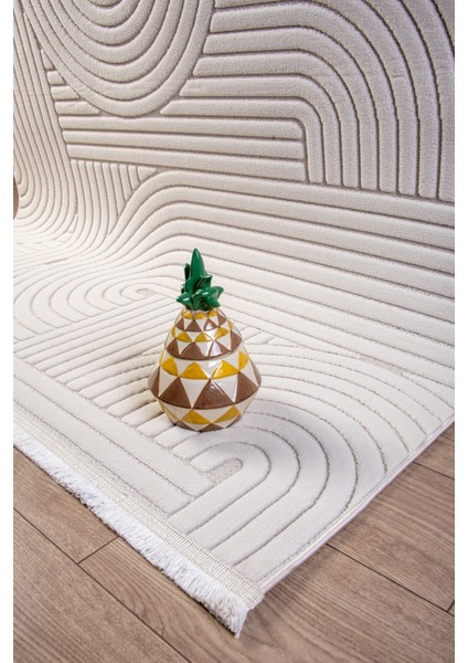 Krem Ekru Bohem Iskandinav Modern Saçaklı Doğal Pamuk Taban Salon Koridor Çocuk Oturma Odası Halı