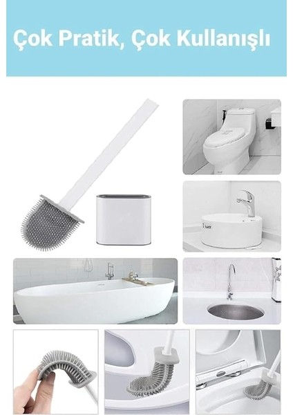 Home Duvara Yapıştırılabilir Silikon Wc Fırçası,ince Aralara Girebilir Silikon Klozet Fırçası (Beyaz) fırsatları