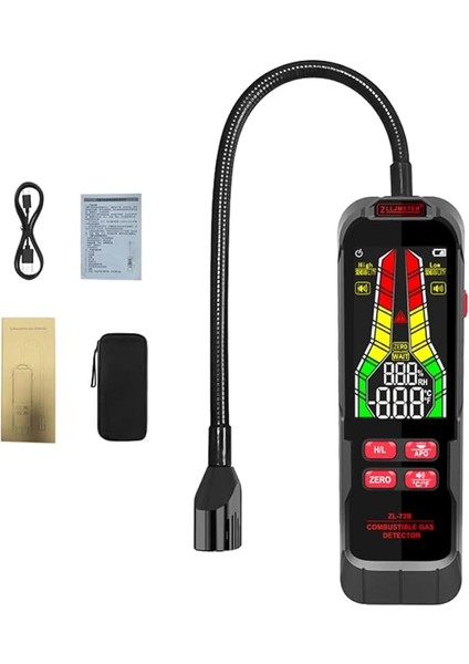 Elde Taşınabilir Yanıcı Gazlar Kaçak Ü Doğal Gazlar Kaçak Test Cihazı Taşınabilir Yanıcı Gazlar Konsantrasyon Analiz Cihazı Sıcaklık Testi ve Ses Işık Alarm Fonksiyonu Çok Renkli ZL73B (Şarj)