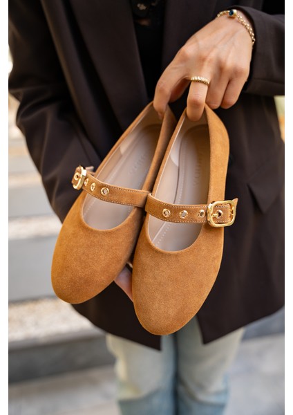 Victor Taba Süet Gold Tokalı Babet fiyatları