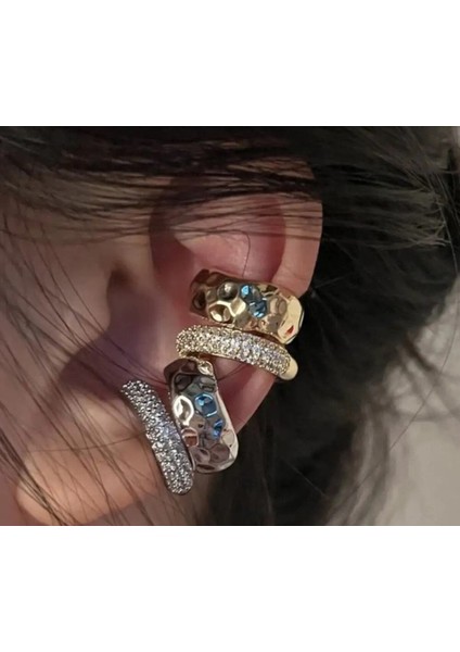 Zirkon Taşlı Çift Desenli Çelik Kıkırdak Küpe – Gümüş fiyatları