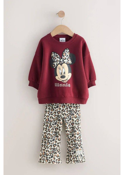 Mnn Leopar Taytlı Kız Çocuk 2 li takım - Bordo