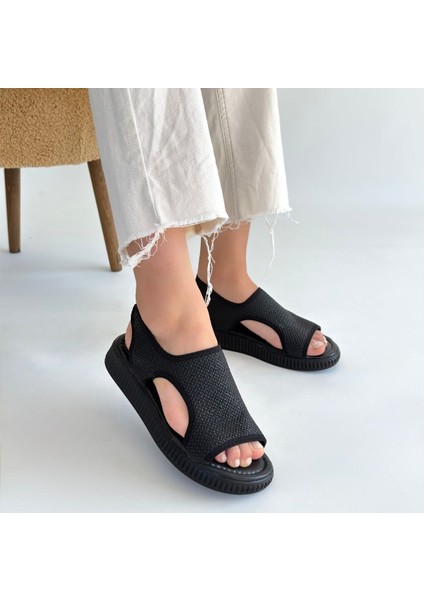 Wayi Siyah Hasır Cilt Sandalet modelleri
