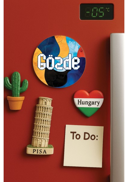 Kişiye Özel Isim Yazılı Mutfak ve Ofis Için Yuvarlak Beyaz Buzdolabı Magnet Jumbo Boy DIZAYN30