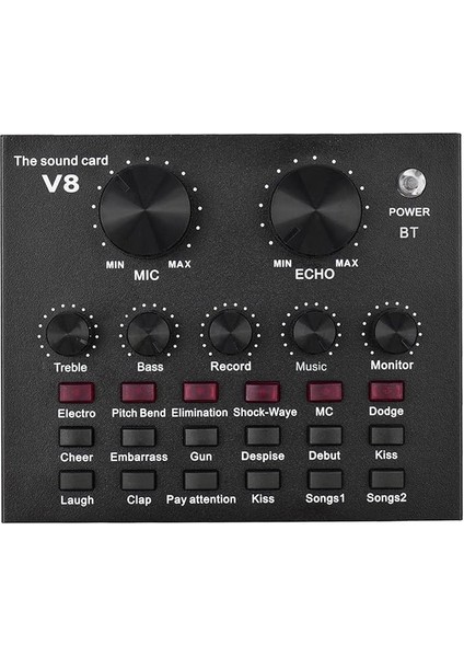 Harici Ses Karıştırma Ses Kartı Çoklu Ses Efektlerine Sahip USB Ses Arabirimi Şarkı Söylemek Için Dahili Pil Bağırarak Canlı Akış Chating Müzik Kaydı