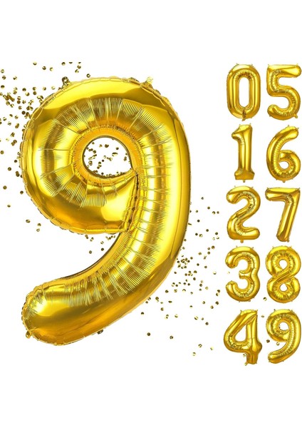 9 Yaş Doğum Günü Rakamlı Balon Yaş Günü Renk Uçan Balon 102 cm Doğum Günü ve Parti Dekorasyonu Büyük Boy Folyo Balon 40 Inç - 102 cm Doğum Günü Dekorasyonu Balon Yaş Sayı Helyum Balon 9 Rakamı
