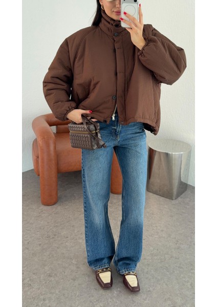 Kahverengi Oversize Şişme Mont indirimleri