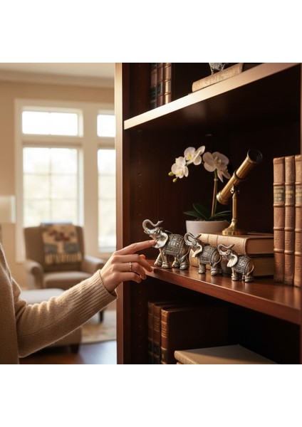 Lüks Motif Işlemeli Feng Shui 7’li Şans Bereket Fil Heykeli Biblo Seti Ev Ofis Yeni Yıl Hediyesi 8 modelleri