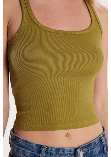 Kadın Slim Fit Dar Kesim Ince Askılı U Yaka Yeşil Body Atlet modelleri