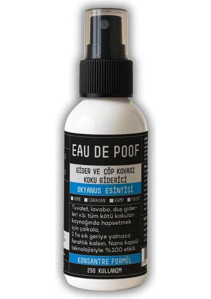 Vavana Eau De Poof Konsantre Gider ve Çöp Kovası Kötü Koku Giderici - 150 ml (Okyanus Esintisi)