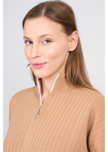 K26 9050 Camel Kadın Uzun Kazak Elbıse modelleri