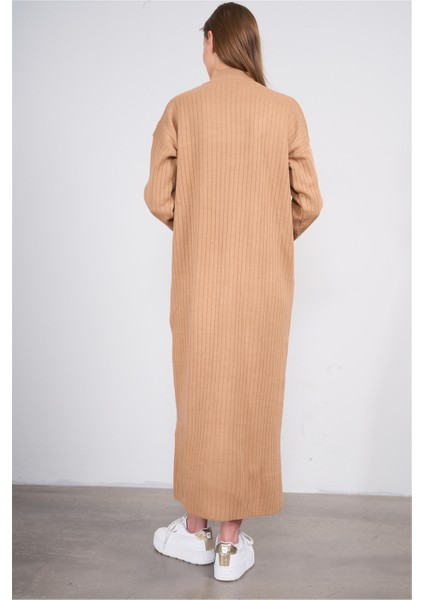 K26 9050 Camel Kadın Uzun Kazak Elbıse fırsatları