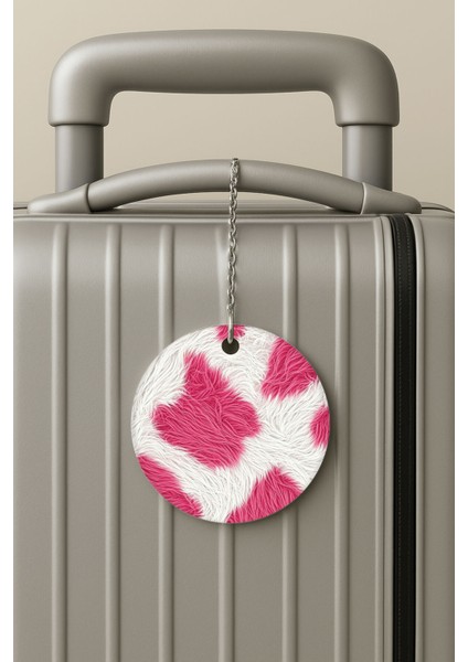 Pleksi Zincirli Bavul Etiketi Seyahat Tatil Için Tasarım Valiz Etiketi Benekli Kürk