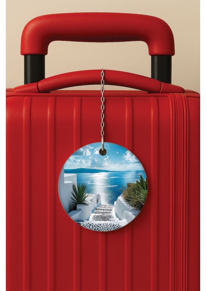 Desenli Baskılı Pleksi Zincir Aparatlı Bavul Etiketi Valiz Etiketi Bu Nasıl Manzara