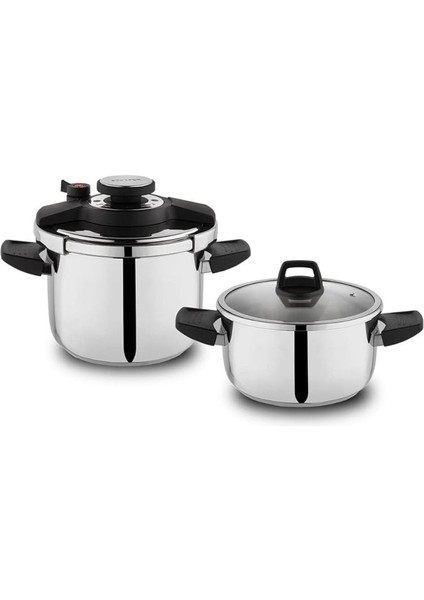 Schafer Compact Düdüklü Tencere Seti, Siyah, 2'li, 4 Parça modelleri