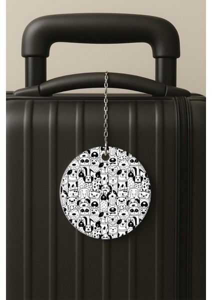 Köpek Çetesi Desenli Uv Baskılı Pleksi Bavul Etiketi Seyahat Tatil Valiz Etiketi