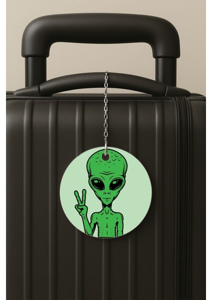 Ufo Desenli Uv Baskılı Pleksi Bavul Etiketi Seyahat Tatil Valiz Etiketi