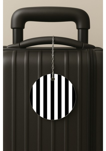 Siyah Beyaz Forma Desenli Uv Baskılı Pleksi Bavul Etiketi Seyahat Tatil Valiz Etiketi