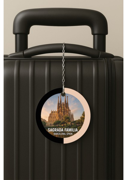 Barcelona Desenli Uv Baskılı Pleksi Bavul Etiketi Seyahat Tatil Valiz Etiketi
