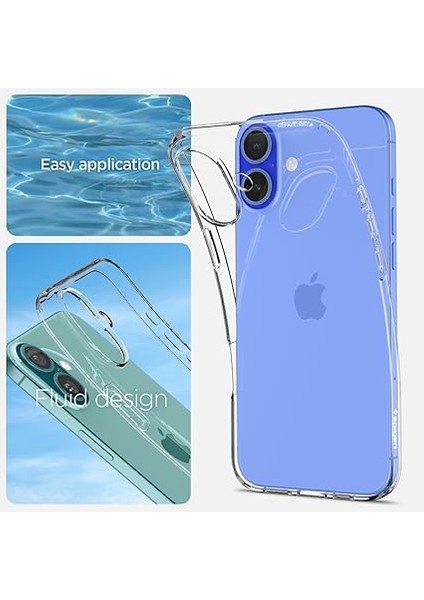 iPhone 16 ile Uyumlu Ince Kılıf Liquid Crystal Sararma Karşıtı Duraclear Hava Kanalı Teknolojisi Askeri Sınıf Koruma Crystal Clear Şeffaf Kapak - ACS08190 indirimleri