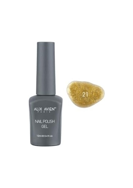 Alıx Avıen Uv Kalıcı Sarı Simli Jel Oje 21 - Gel Polish - 12 ml