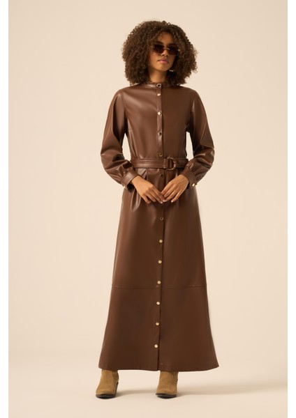 Bayan Deri Elbise Acı Kahve 31225 modelleri