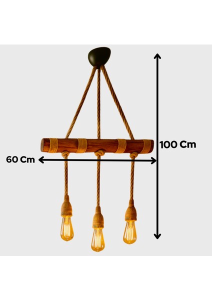 Jüt Halatlı Sarkıt Ahşap Avize Sarkıt Lamba Bohem Tarzı Rustik 3 Lü Aydınlatma indirimleri