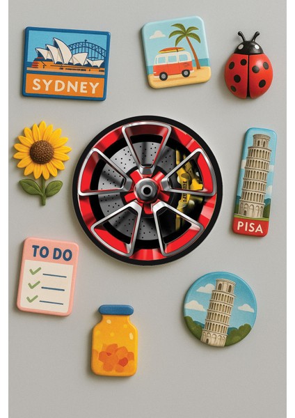 Modern ve Dekoratif Yuvarlak Buzdolabı Magneti Magnet Büyük Boy 10X10 cm - Jant